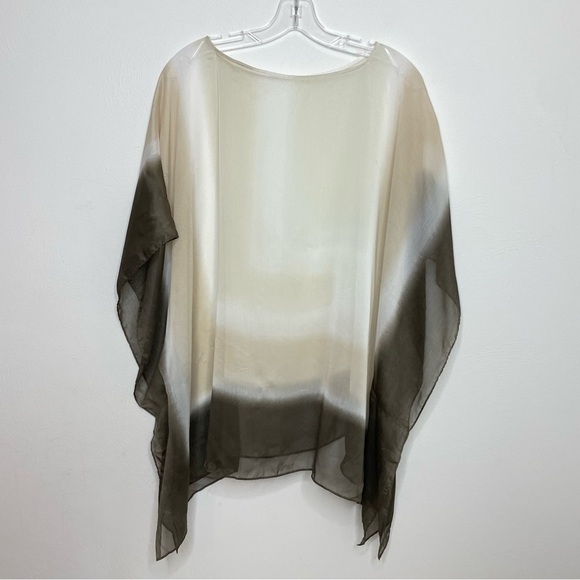 Sheer Ethereal Boho Geometric Ombré Poncho Tunic Top Minimalist Contemporary - Picture 3 of 12